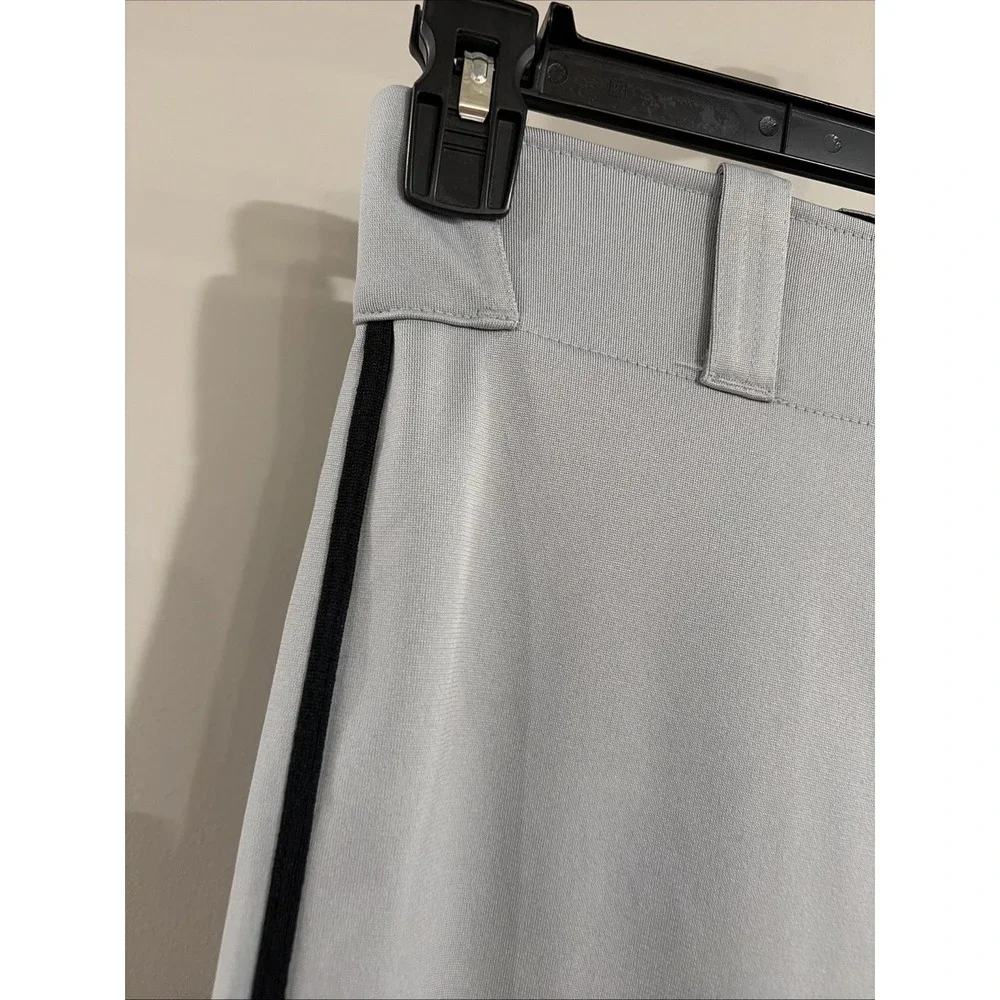 Nike Dri-FIT BOYS Large Gray Baseball Pants Black Piping Snap Waist NEW $35 F40